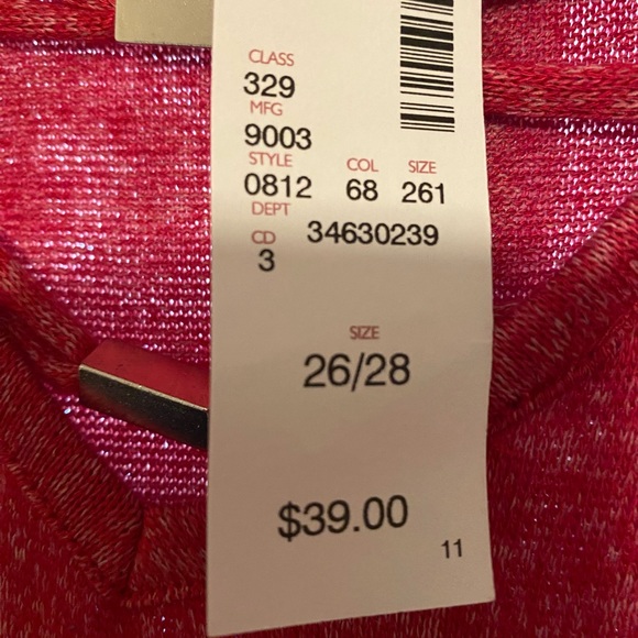 Plus size Avenue v-neck raspberry colored sweater with cross cross detail. 26/28 - Picture 2 of 5